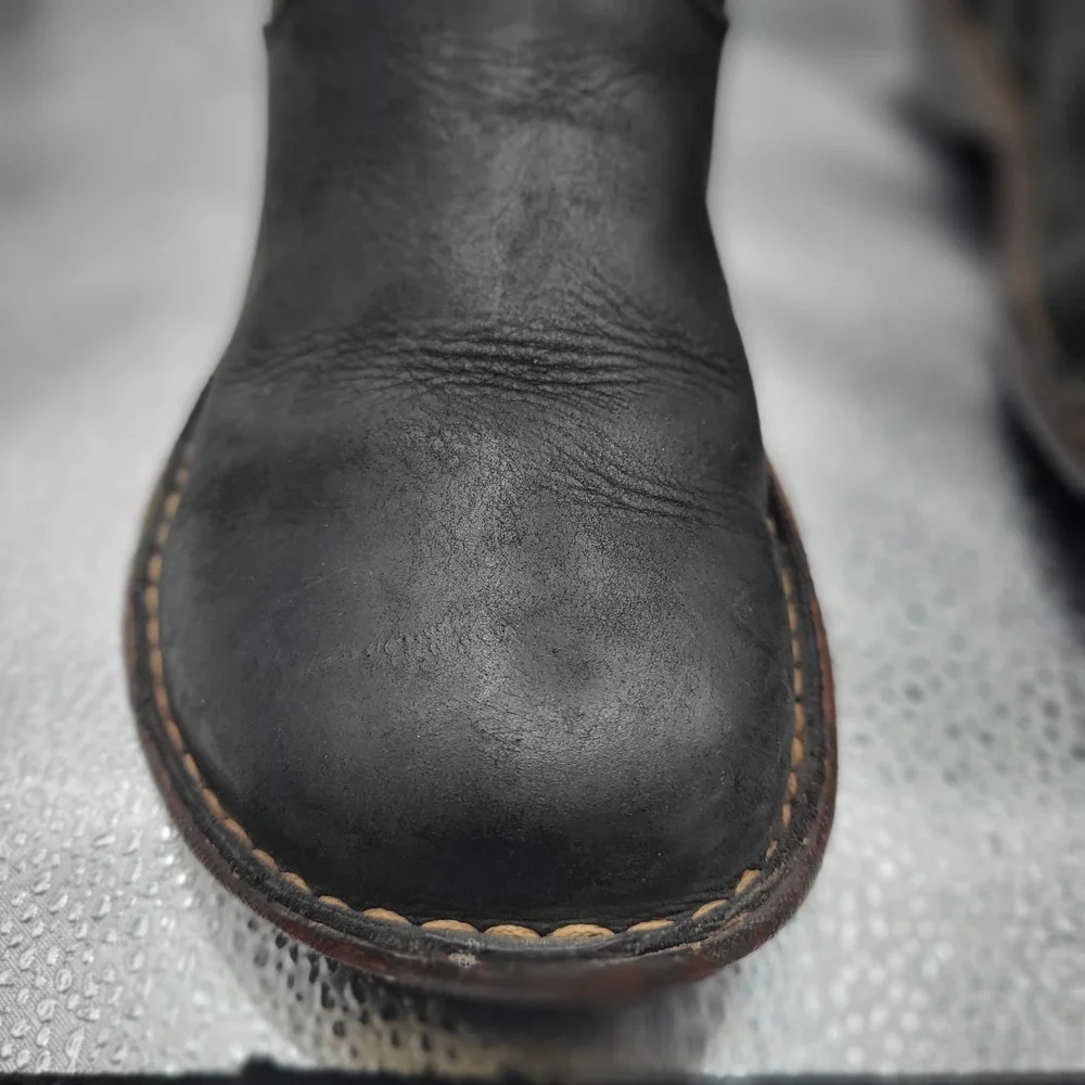 Ugg Kona Women Size 8 Black Leather Shearling Lined Boots Mid Calf Toggle